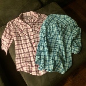 Qty 2 Seven7 Long Blouse Turquoise Blue and Pink